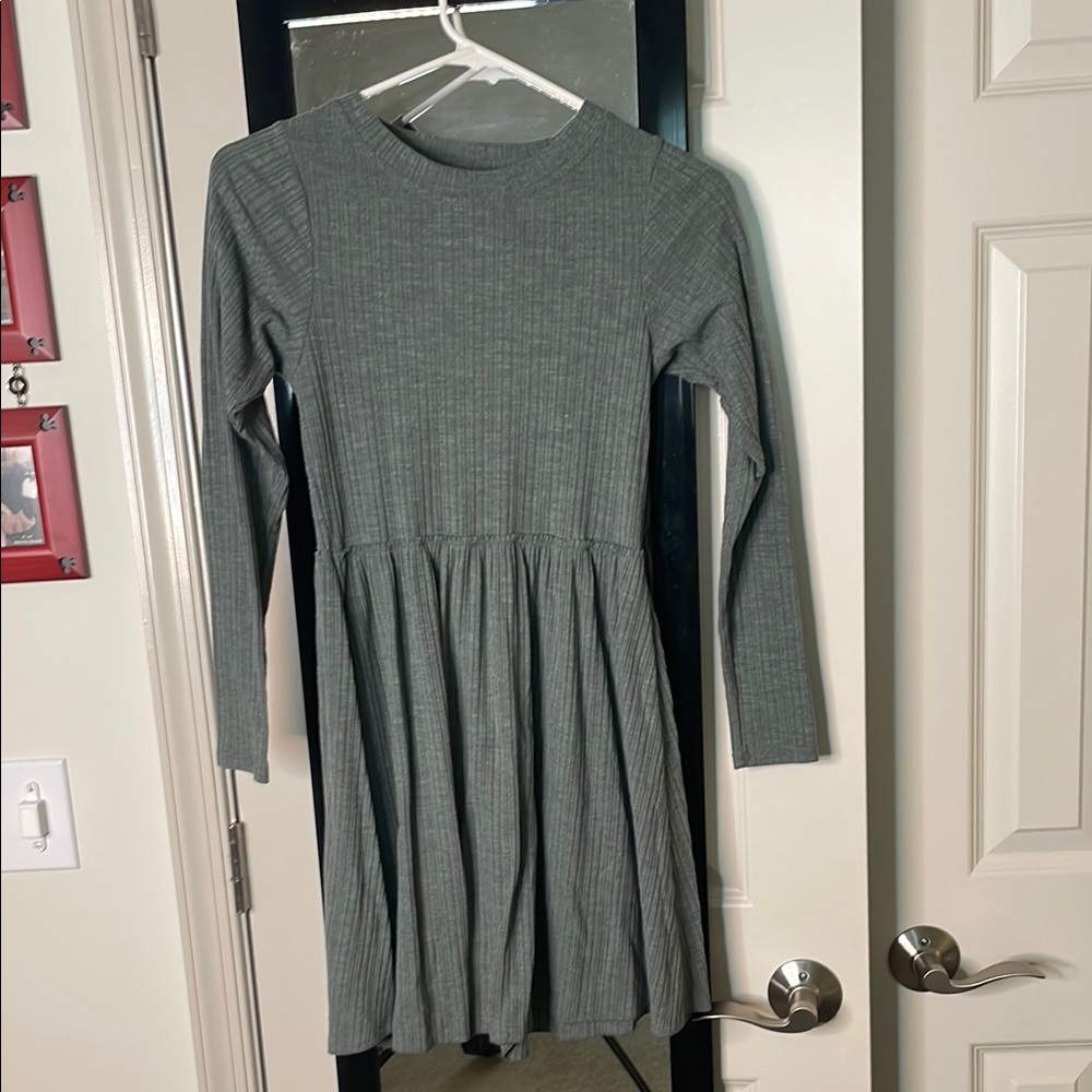 Grayish Green Long Sleeve Dress